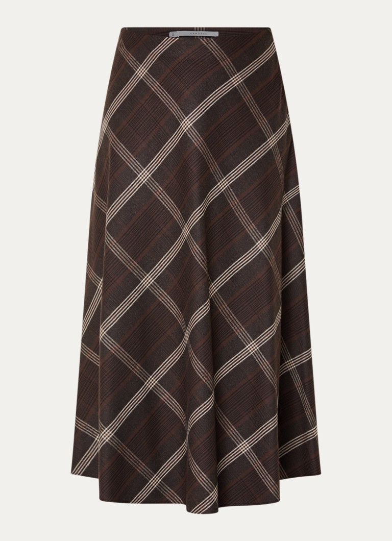 Xandres Dames Rocio midi rok met ruikdessin in de kleur Bruin