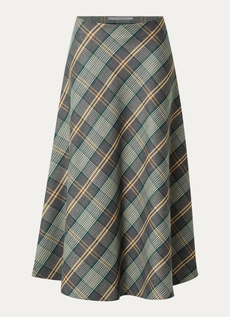Xandres Dames Rocio midi rok met ruitdessin in de kleur Donkergroen
