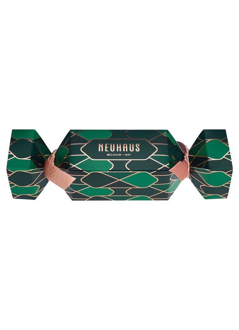 Neuhaus Christmas Cracker chocolade bonbons in geschenkverpakking 12 stuks Donkergroen - Deal