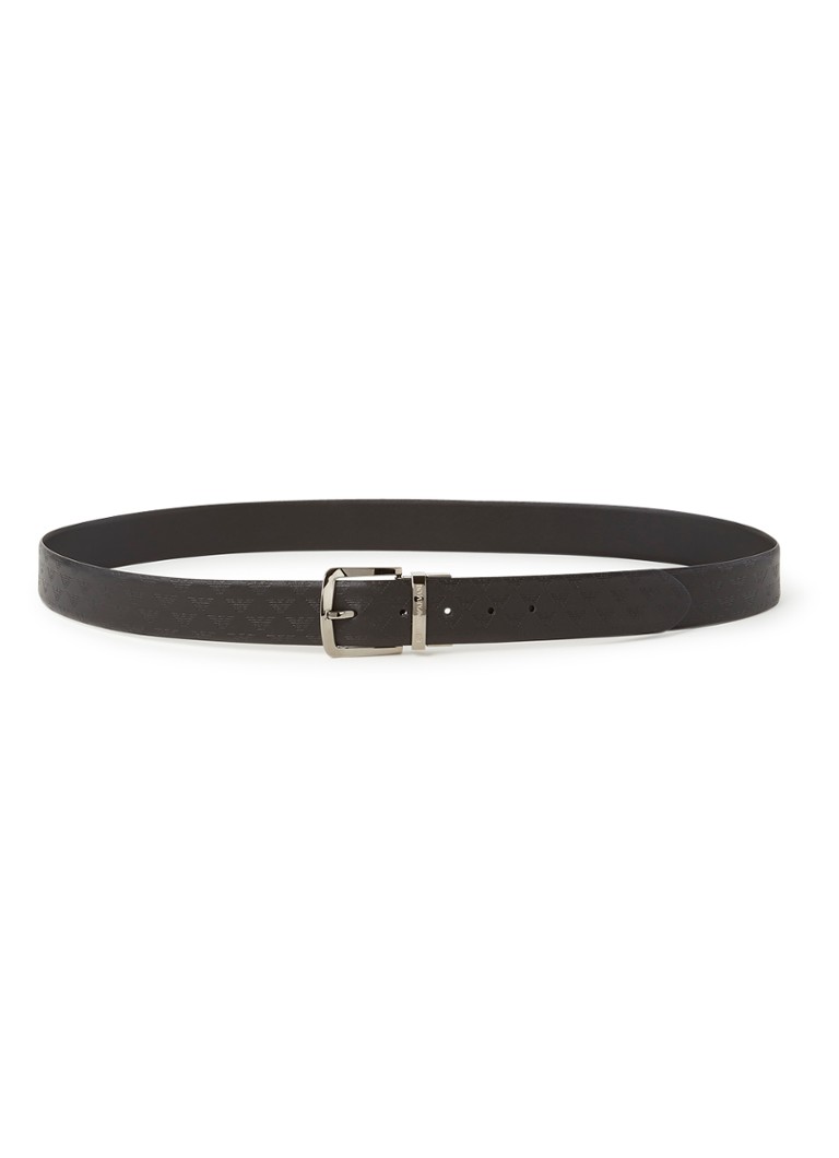 Armani Heren Riem van leer met logoprint in de kleur Zwart