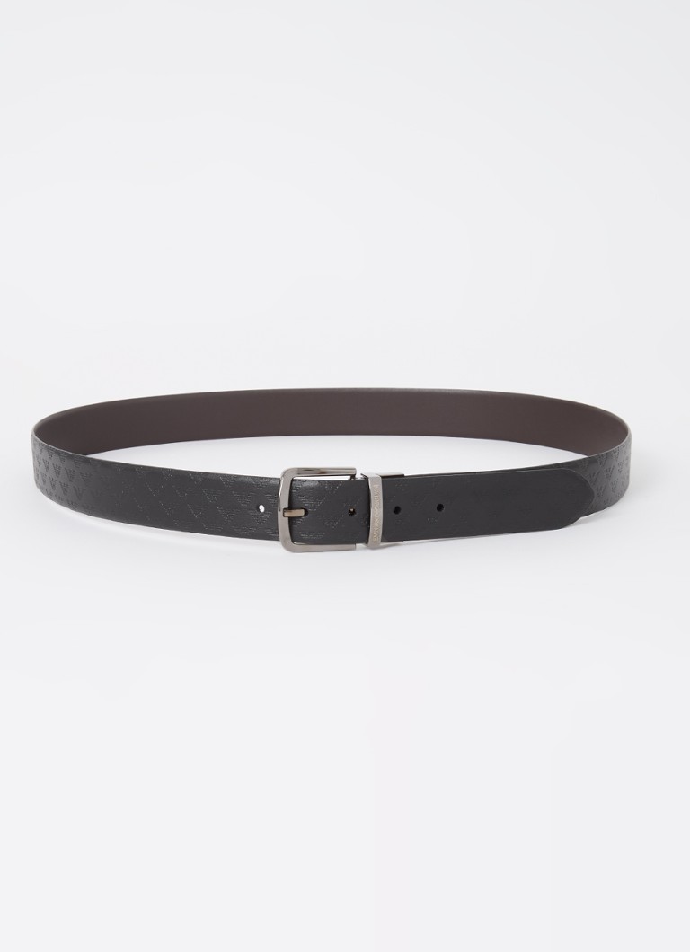 Armani Heren Riem van leer met logoprint in de kleur Donkerbruin