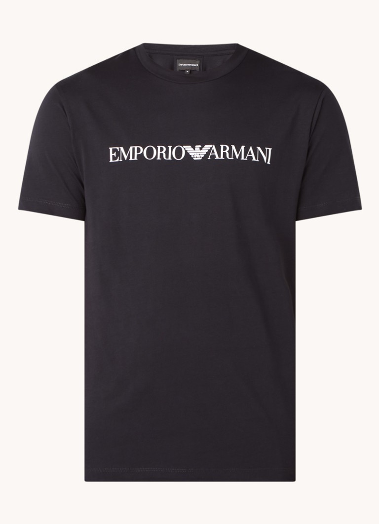 Armani Heren T-shirt met logoprint in de kleur Donkerblauw