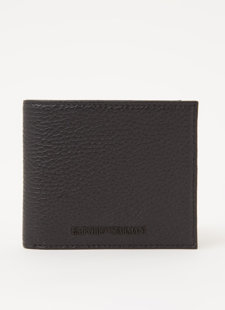 Armani Heren Portemonnee van leer met logo in de kleur Zwart