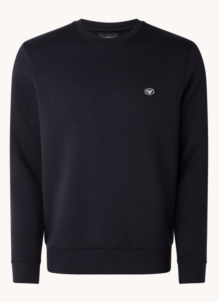 Armani Heren Sweater met logo in de kleur Donkerblauw