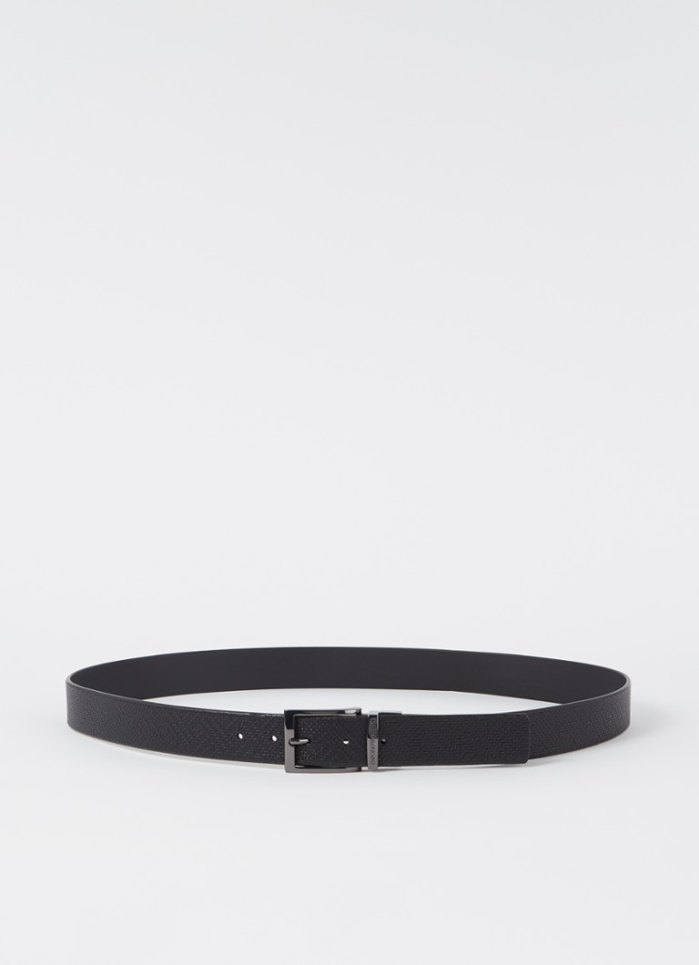 Armani Heren Tongue riem van leer in de kleur Zwart