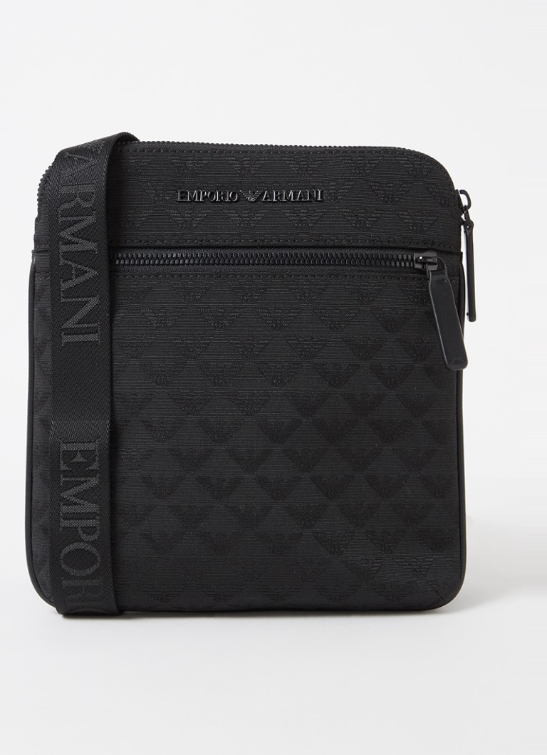 Armani Heren Crossbodytas met logoprint in de kleur Zwart