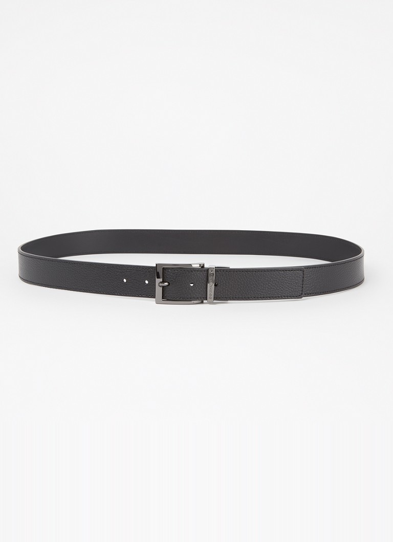Armani Heren Tongue riem van leer in de kleur Diepzwart
