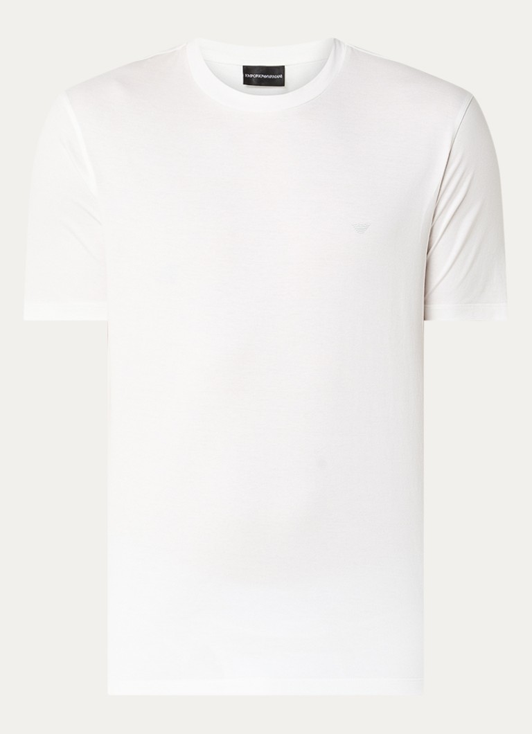 Armani Heren T-shirt met logo in de kleur Gebroken wit