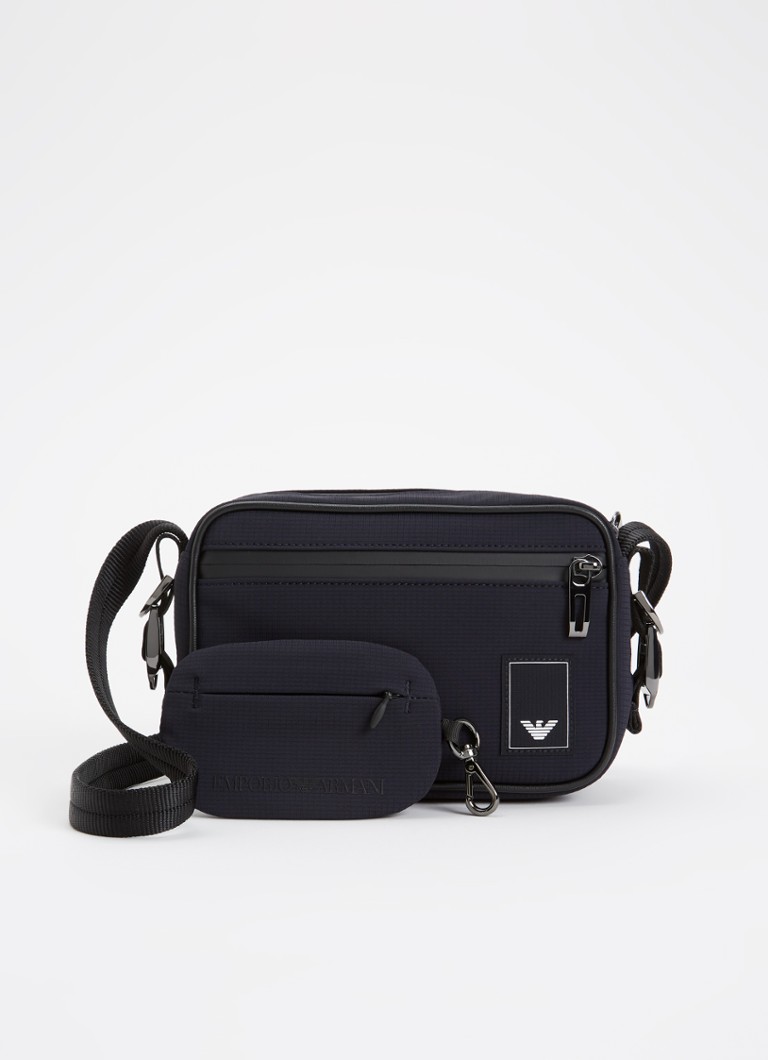 Armani Heren Tech crossbodytas met logo in de kleur Donkerblauw