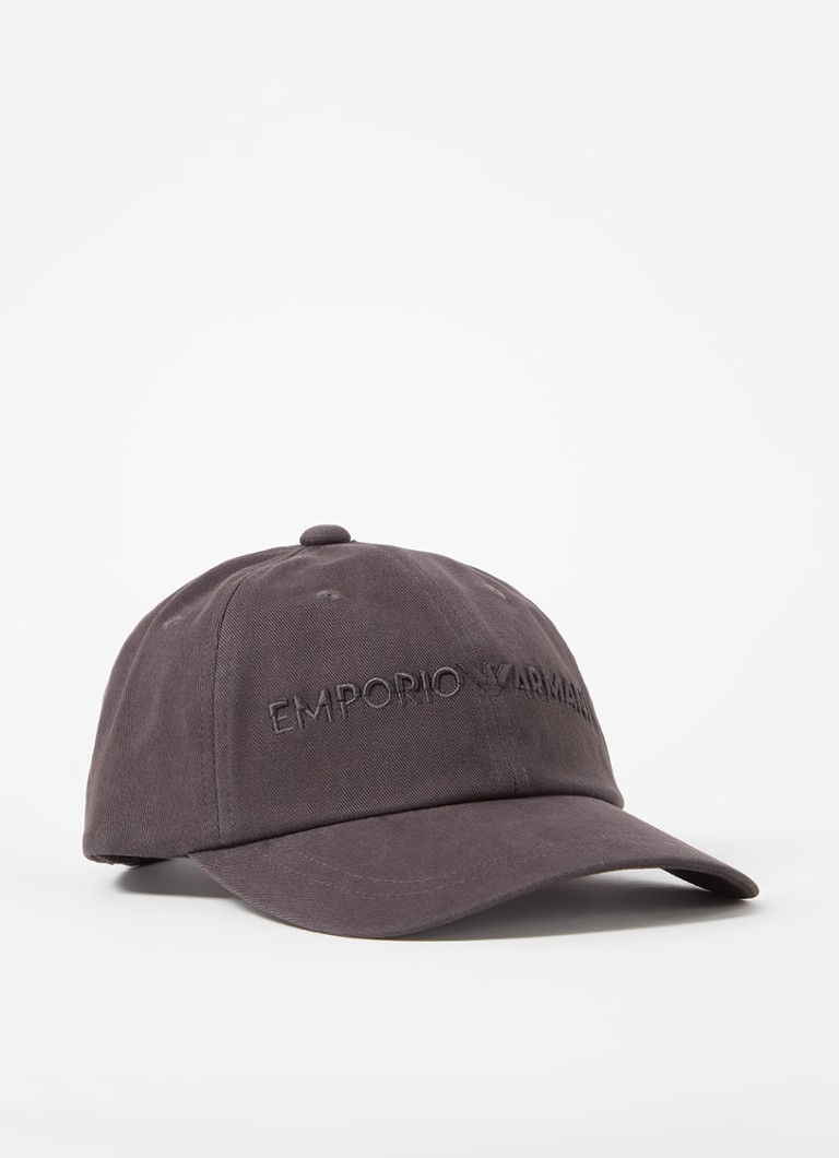 Armani Heren Pet met logoborduring in de kleur Donkergrijs