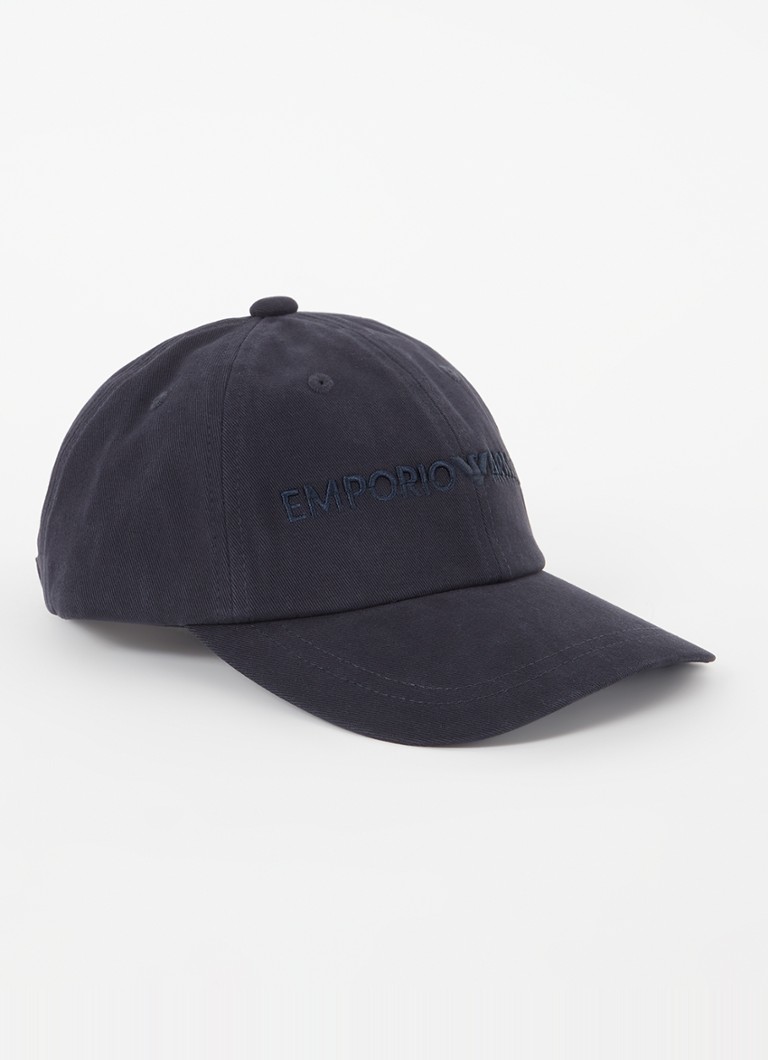 Armani Heren Pet met logoborduring in de kleur Donkerblauw