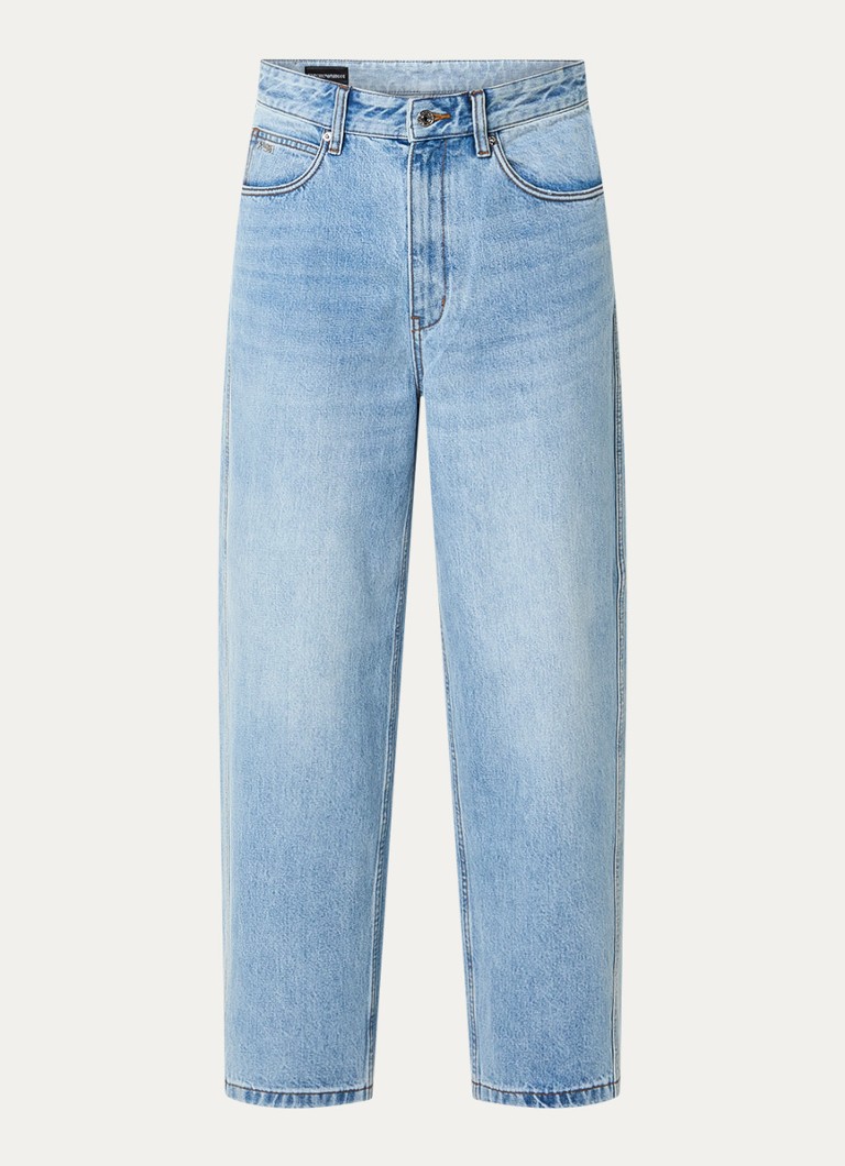 Armani Heren Straight leg jeans met lichte wassing in de kleur Lichtblauw