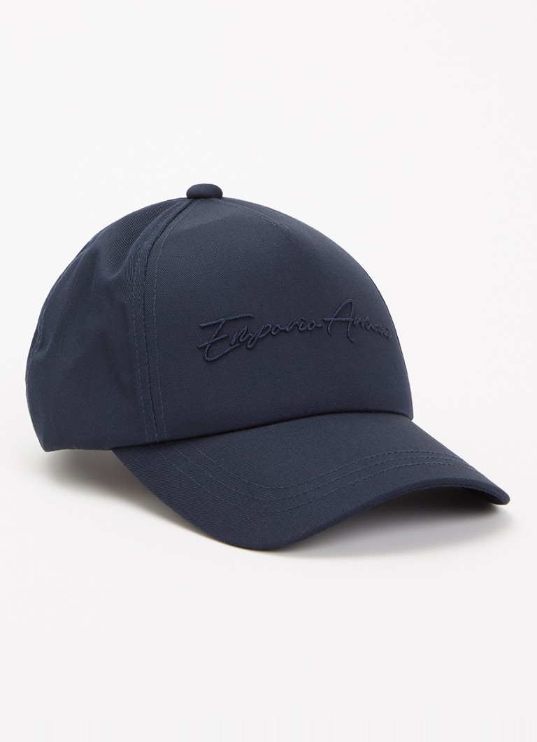 Armani Heren Pet met logoborduring in de kleur Donkerblauw