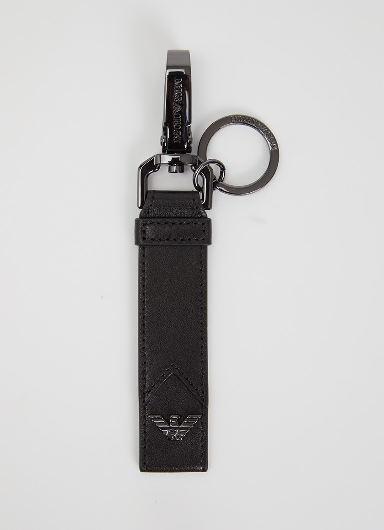 Armani Dames Sleutelhanger van schapenleer met logo in de kleur Zwart