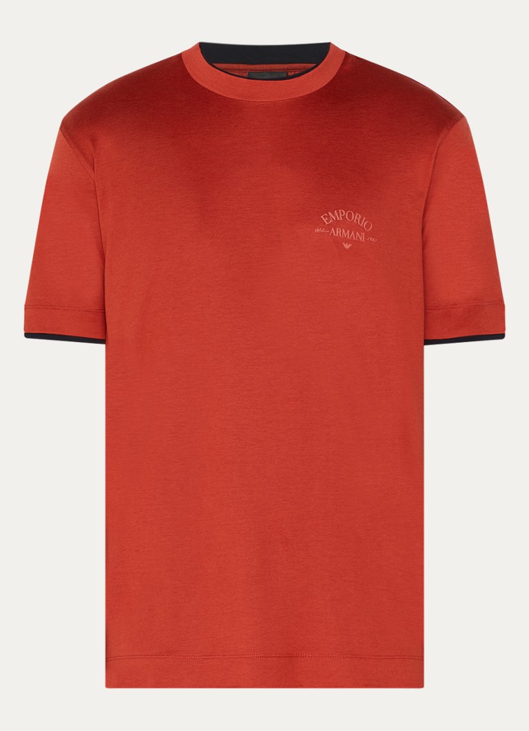 Armani Heren T-shirt met logo in de kleur Oranjerood