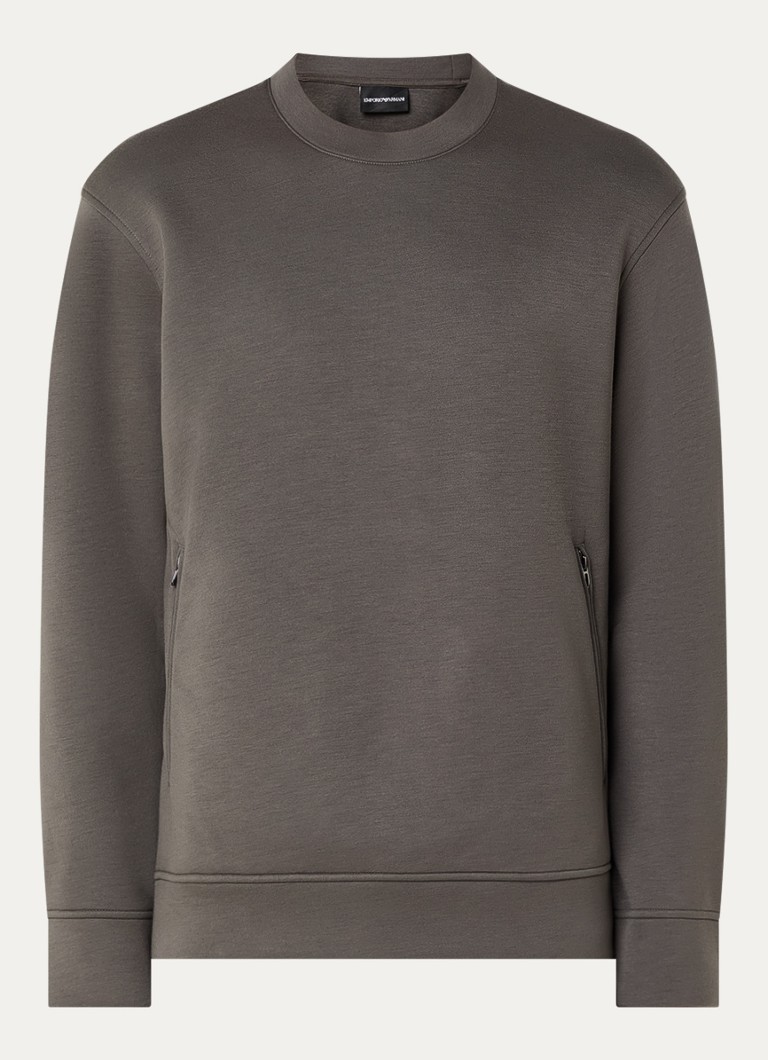 Armani Heren Sweater met ritszakken in de kleur Donkergrijs