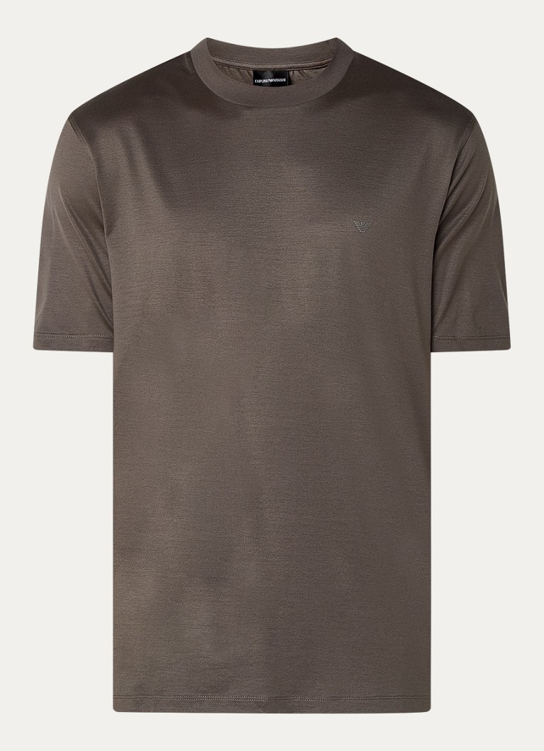 Armani Heren T-shirt met logo in de kleur Bronsgroen
