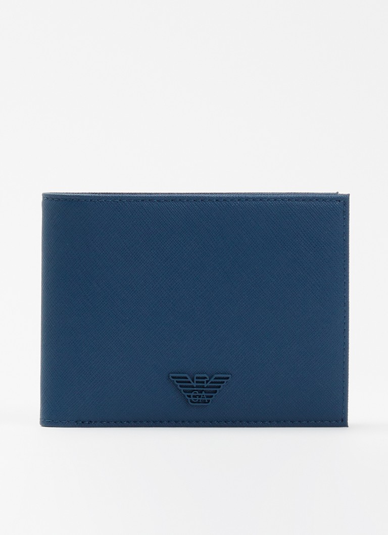 Armani Heren Portemonnee met logo en structuur in de kleur Petrol