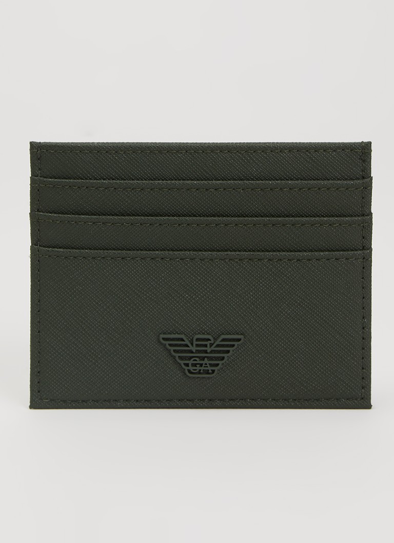 Armani Heren Pasjeshouder met logo in de kleur Bronsgroen