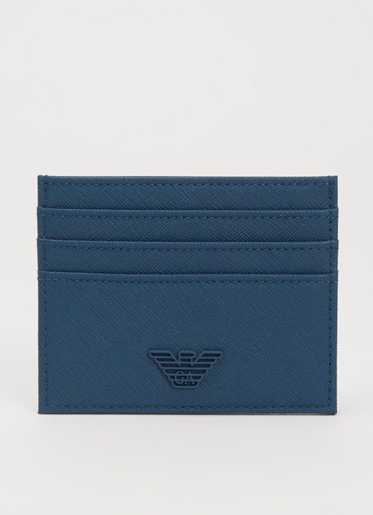 Armani Heren Pasjeshouder met logo in de kleur Donkerblauw