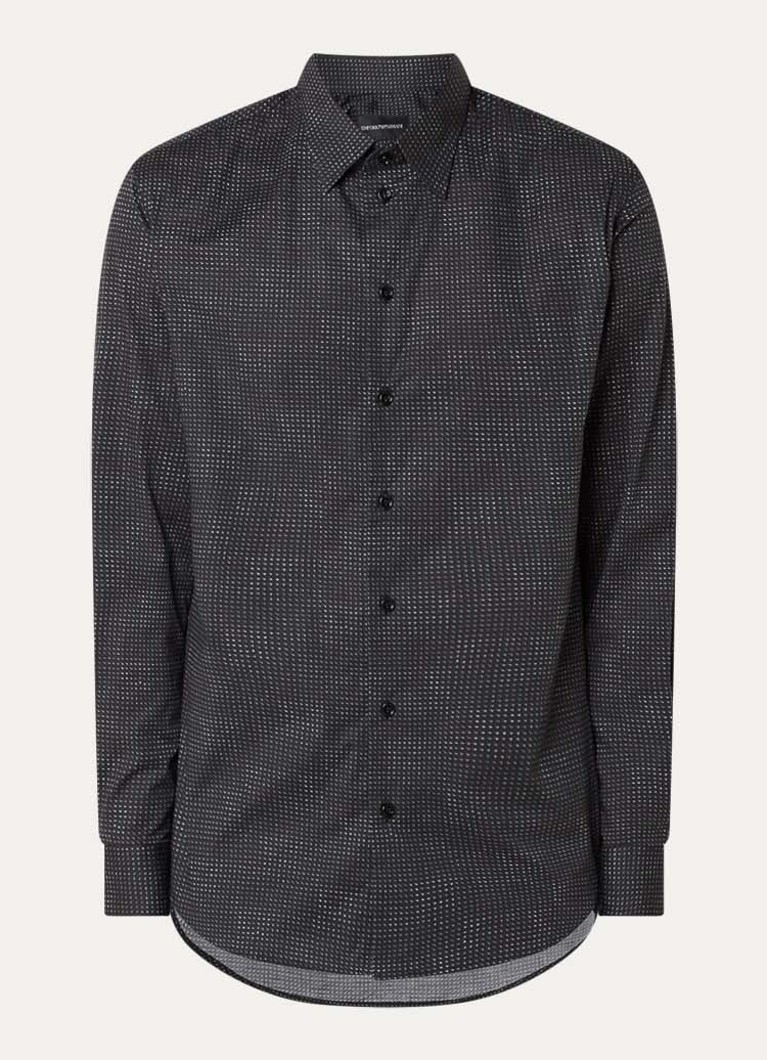 Armani Heren Regular fit overhemd van katoen in de kleur Zwart