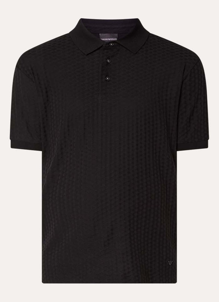 Armani Heren Regular fit polo met structuur in de kleur Zwart