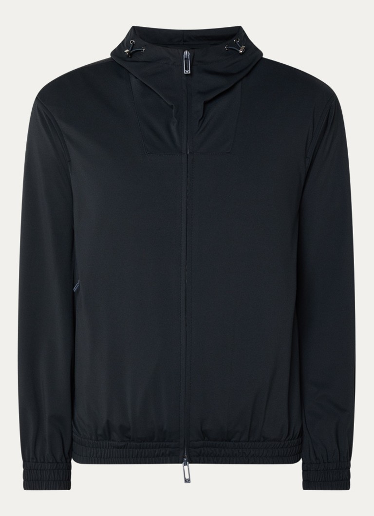 Armani Heren Jack met capuchon en ritszakken in de kleur Donkerblauw