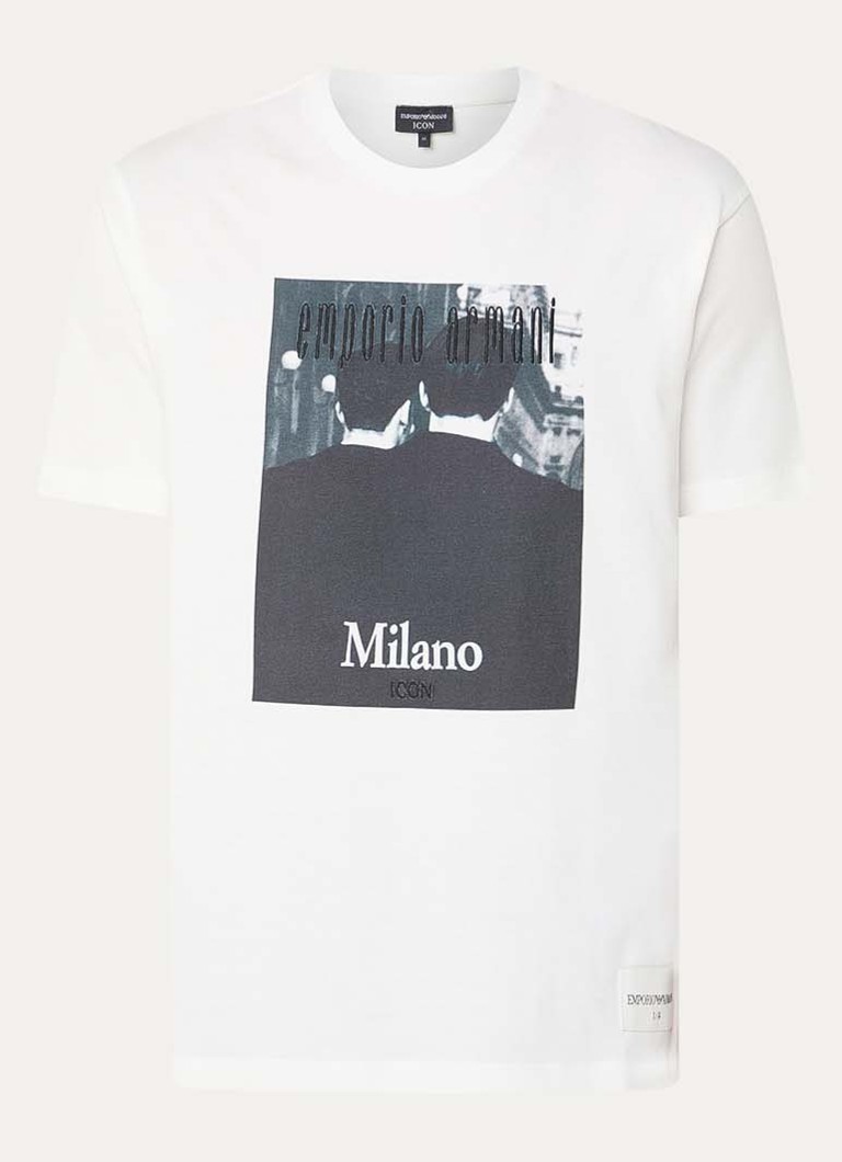 Armani Heren T-shirt met logoprint in de kleur Wit