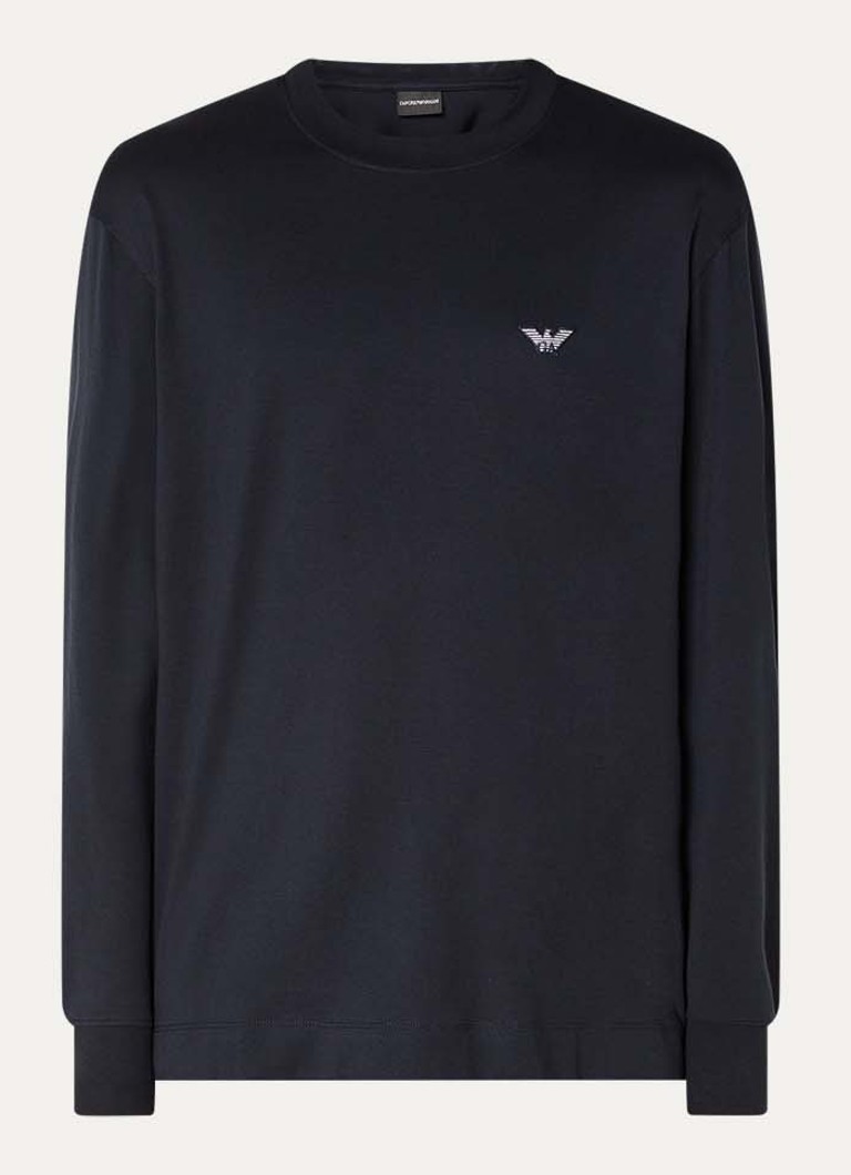 Armani Heren Longsleeve met logo in de kleur Donkerblauw