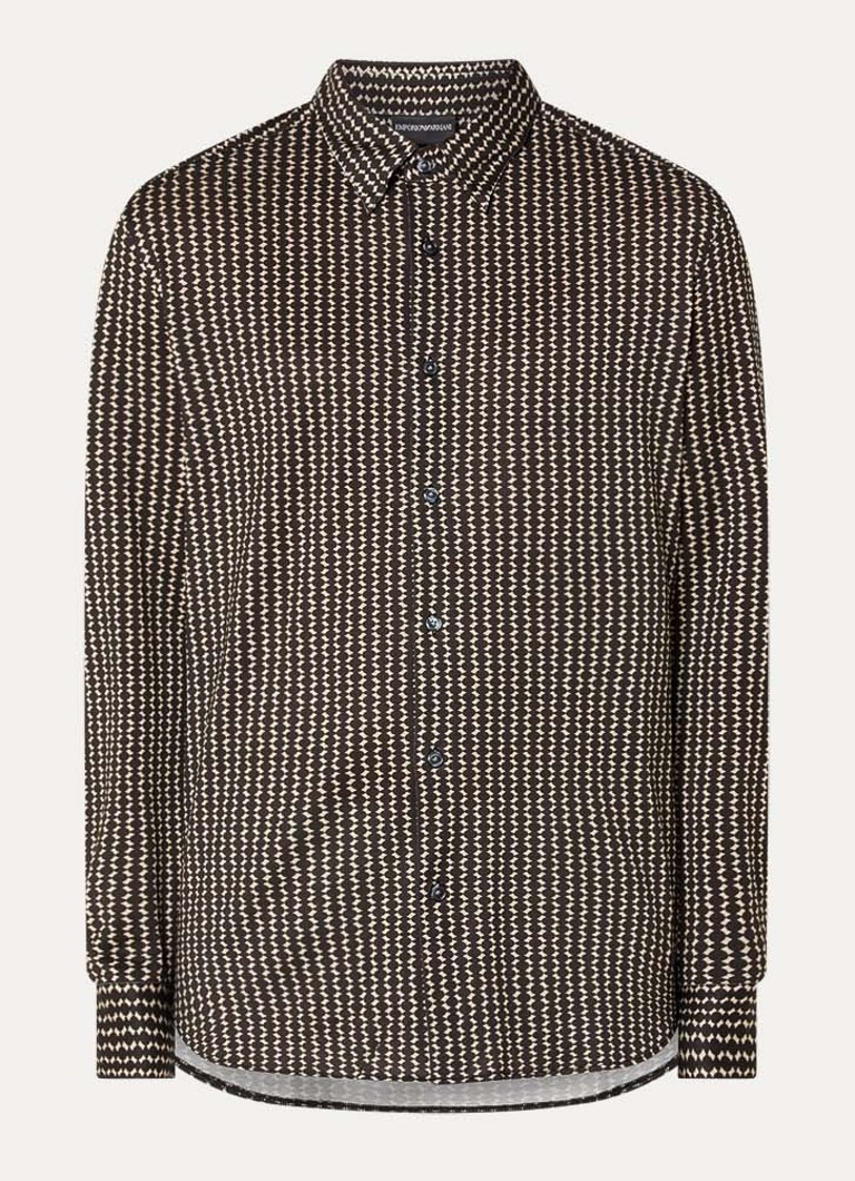 Armani Heren Regular fit overhemd met grafische print in de kleur Zwart