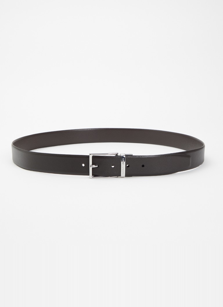 Armani Heren Tongue riem van leer in de kleur Donkerbruin