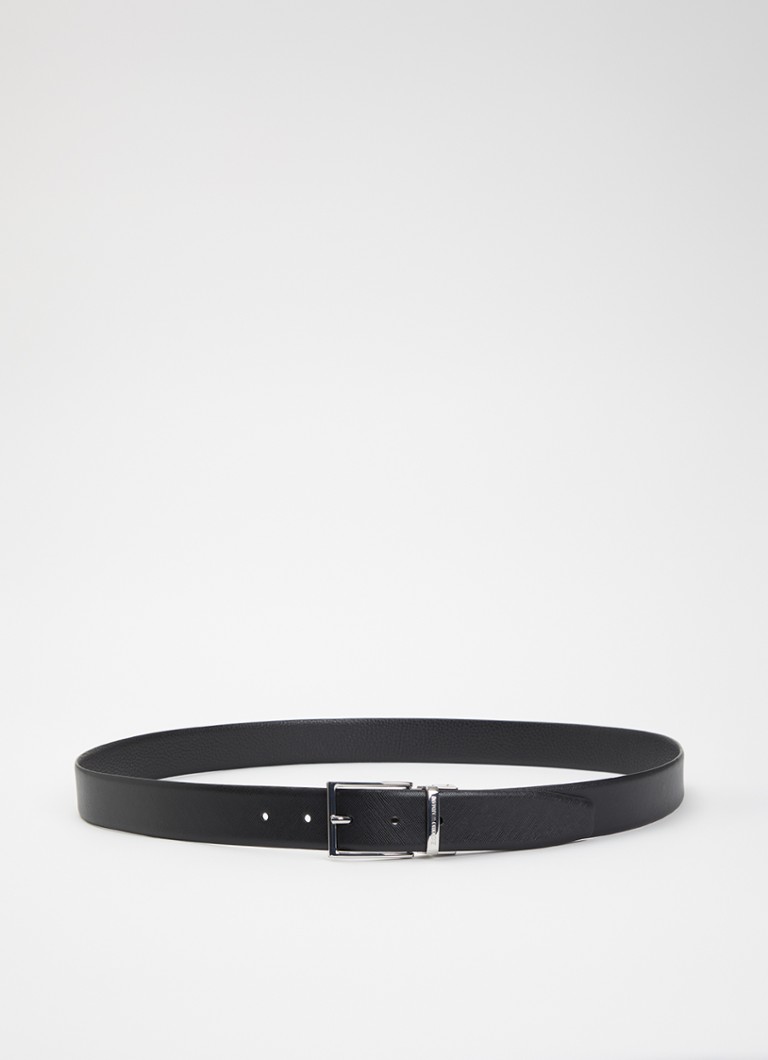 Armani Heren Tongue riem van leer in de kleur Zwart