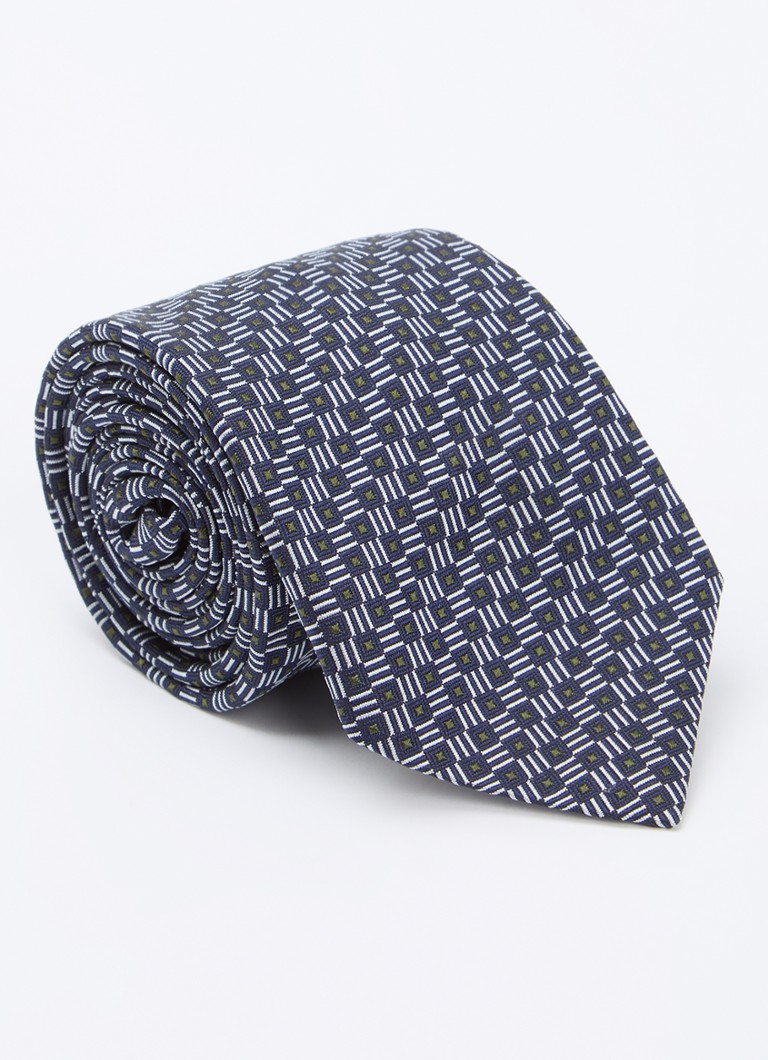 Armani Heren Stropdas van zijde met stippenprint in de kleur Donkerblauw