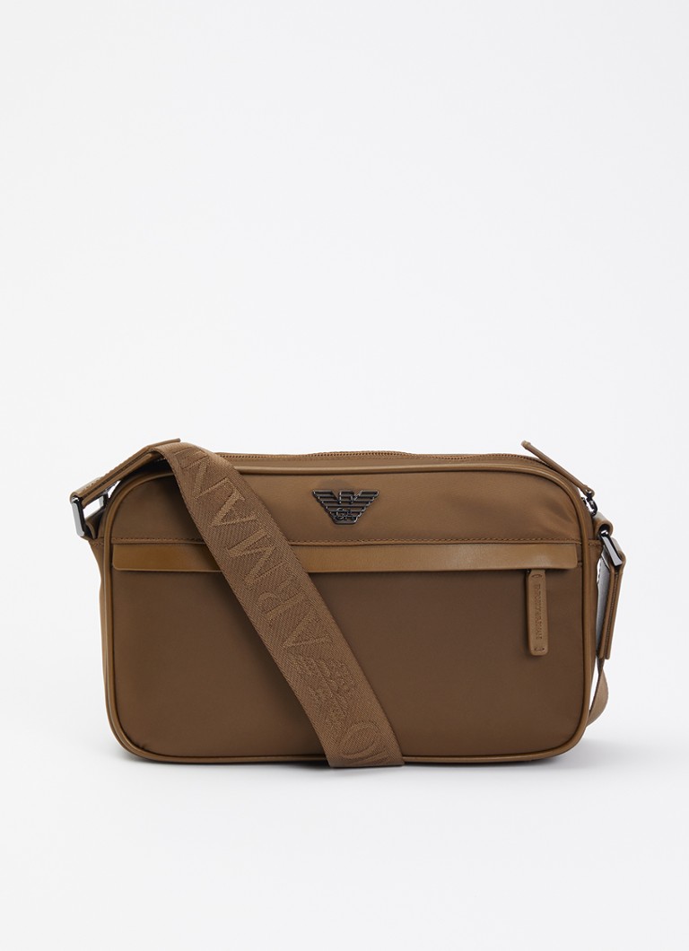 Armani Heren Crossbodytas met logo in de kleur Hazelnootbruin
