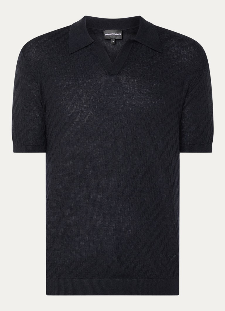 Armani Heren Fijngebreide pullover in wolblend in de kleur Donkerblauw