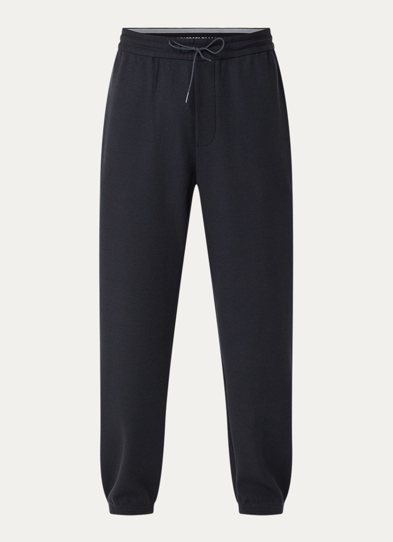 Armani Heren Tapered fit joggingbroek met ribstructuur in de kleur Donkerblauw