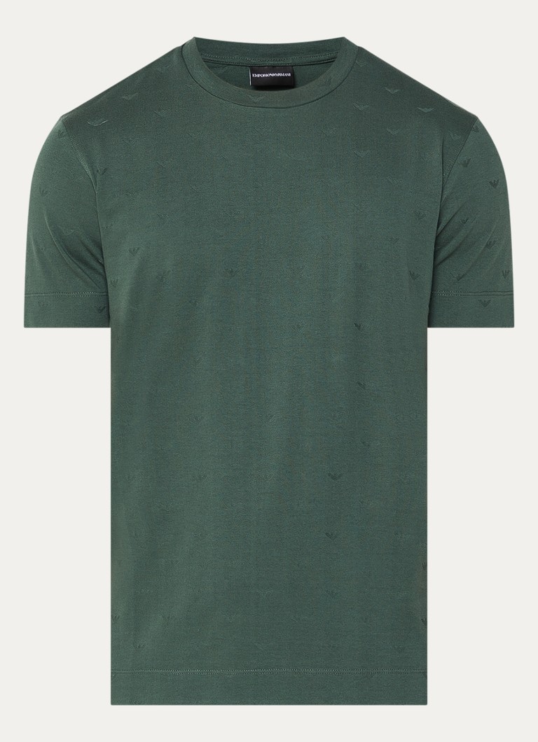 Armani Heren T-shirt met logoprint in de kleur Donkergroen