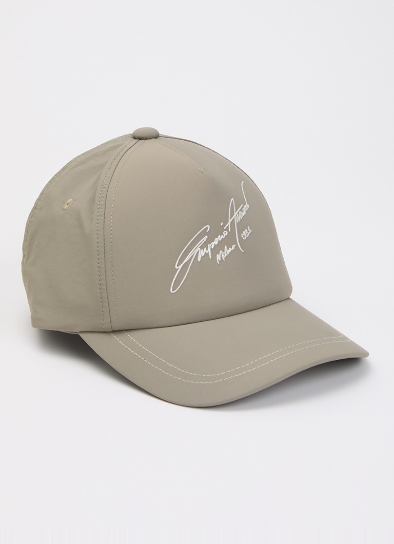 Armani Heren Baseball pet met logoborduring in de kleur Olijfgroen