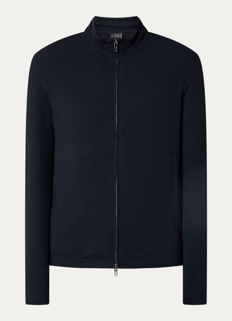 Armani Heren Sweatvest met steekzakken en structuur in de kleur Donkerblauw