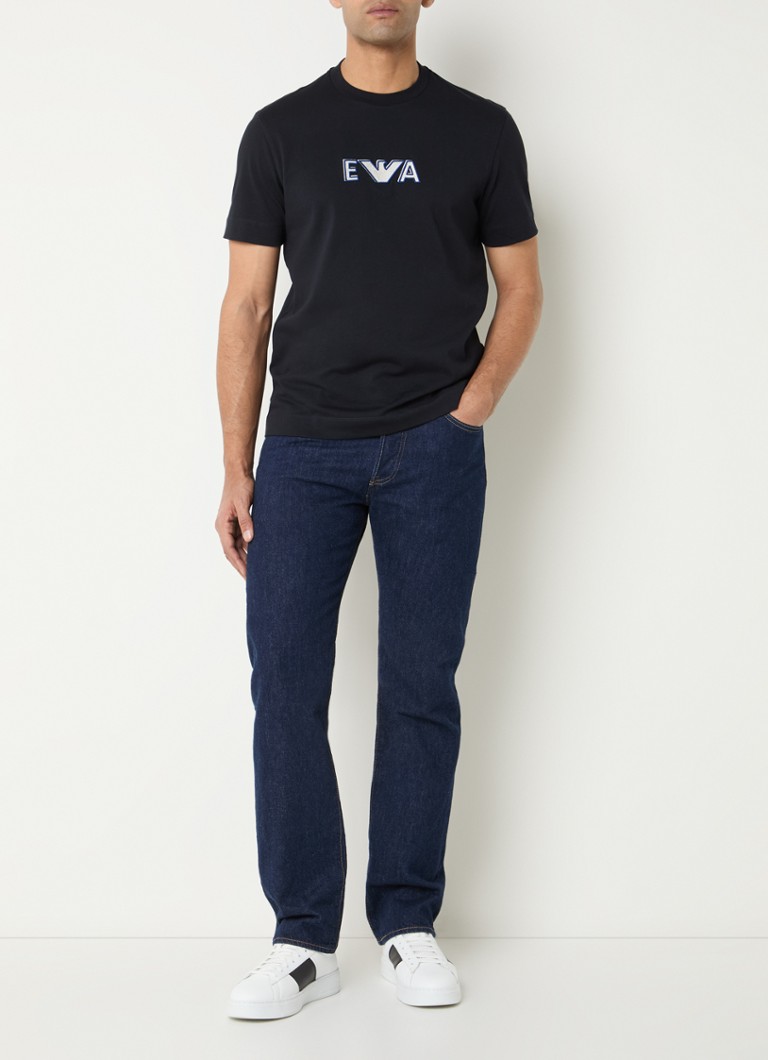 Armani Heren T-shirt met logoprint in de kleur Donkerblauw