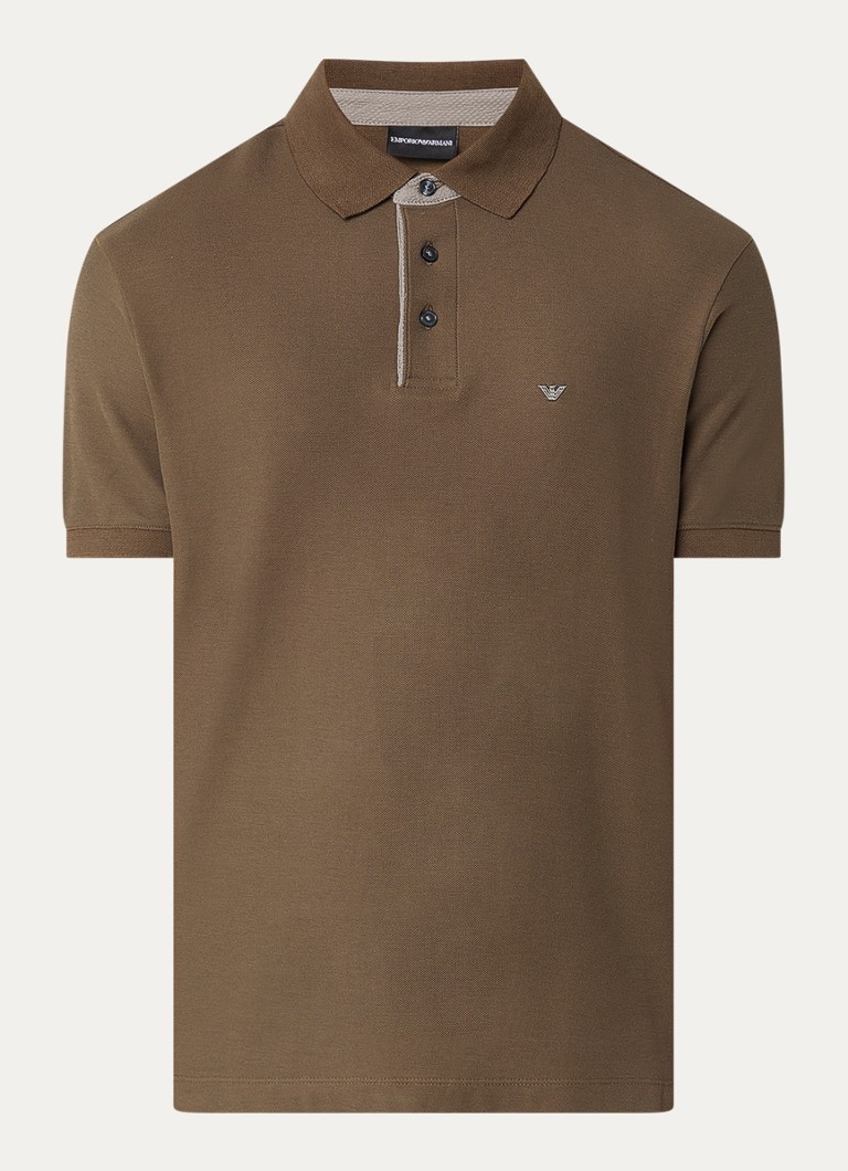 Armani Heren Regular fit polo met logo in de kleur Donkergroen