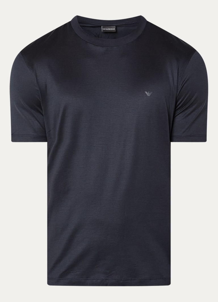Armani Heren T-shirt met logo in de kleur Donkerblauw