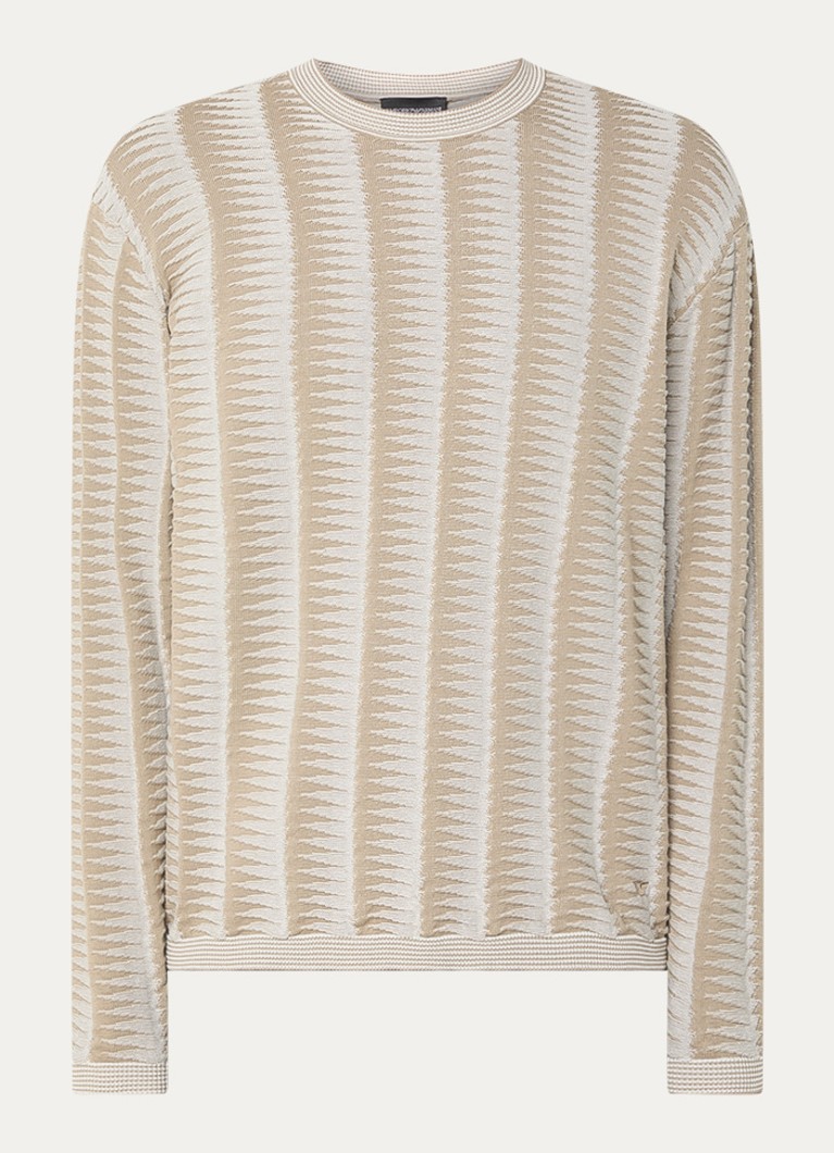 Armani Heren Fijngebreide pullover met grafische print in de kleur Khaki