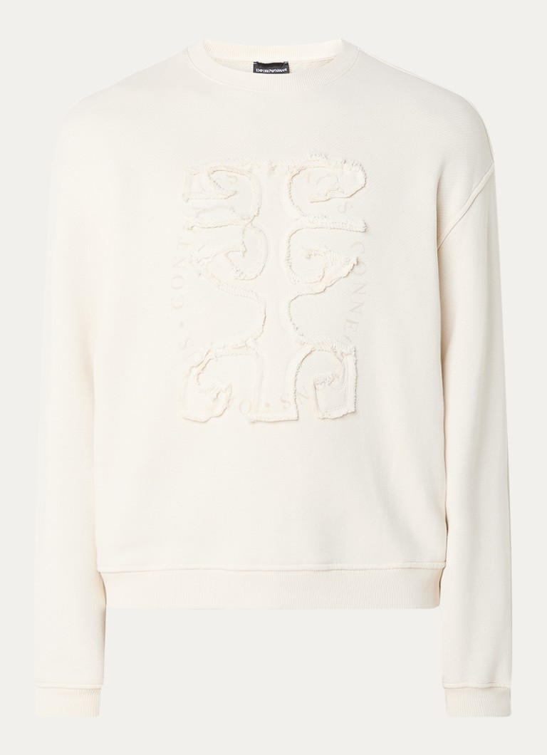 Armani Heren Sweater met borduring in de kleur Beige