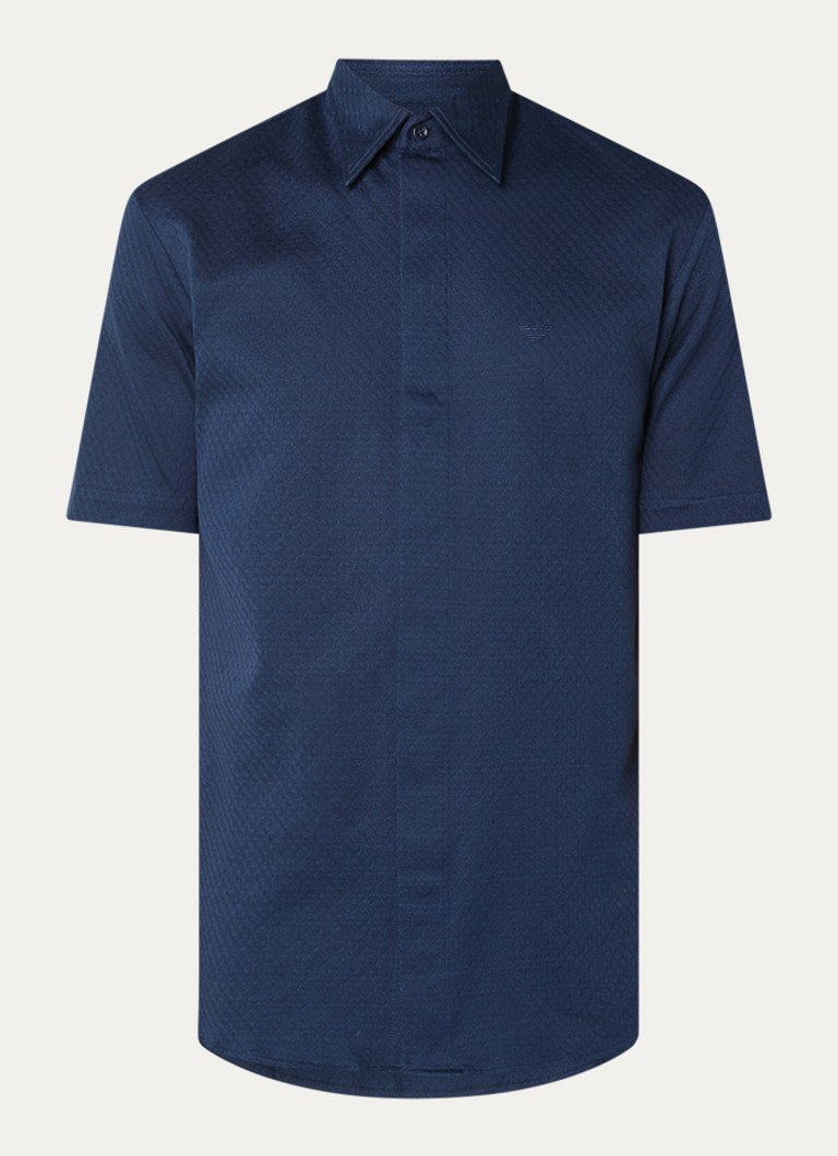 Armani Heren Regular fit overhemd met structuur in de kleur Donkerblauw