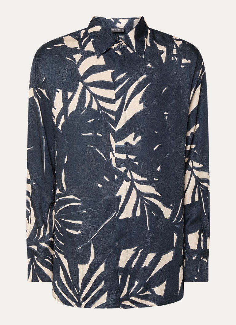 Armani Heren Regular fit overhemd met print in de kleur Donkerblauw