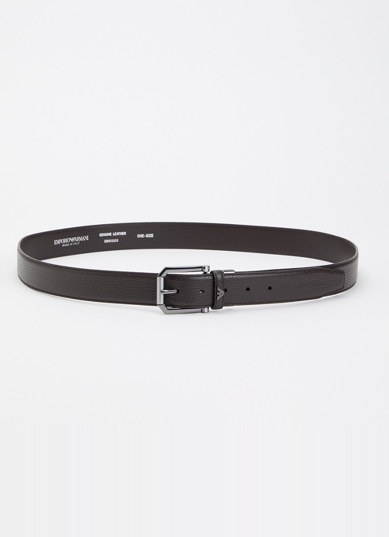 Armani Heren Tongue riem van leer in de kleur Donkerbruin