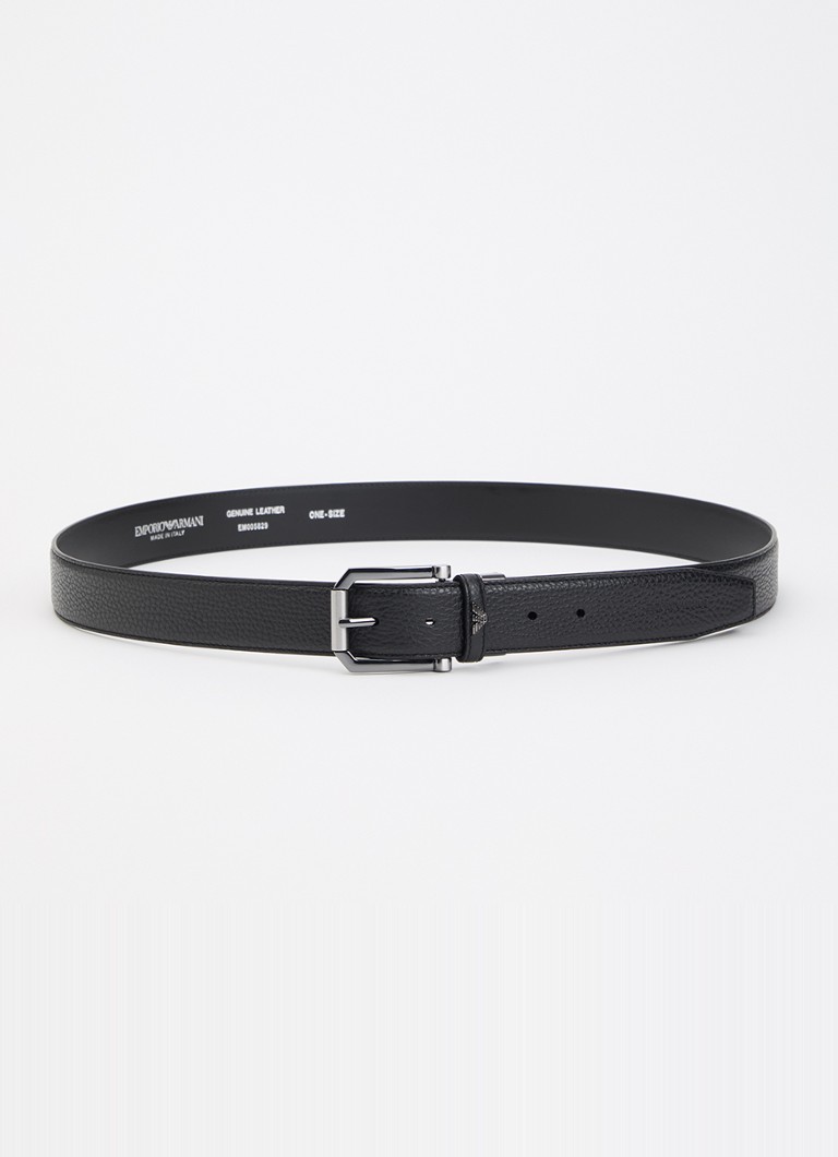 Armani Heren Tongue riem van leer in de kleur Zwart
