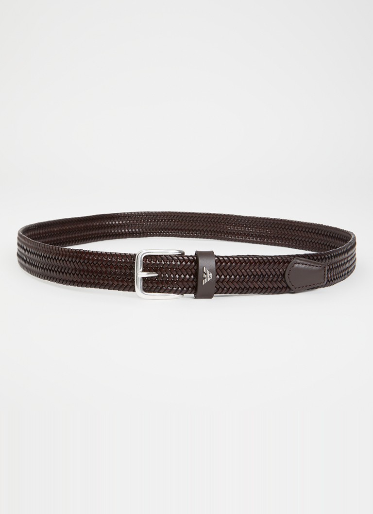 Armani Heren Tongue riem van leer in de kleur Bruin