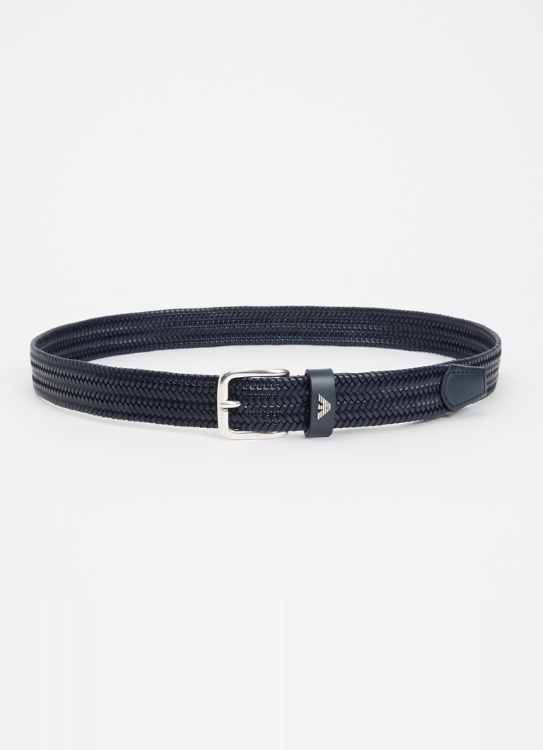 Armani Heren Tongue riem van leer in de kleur Donkerblauw